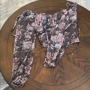 Sheer Floral Crop Top